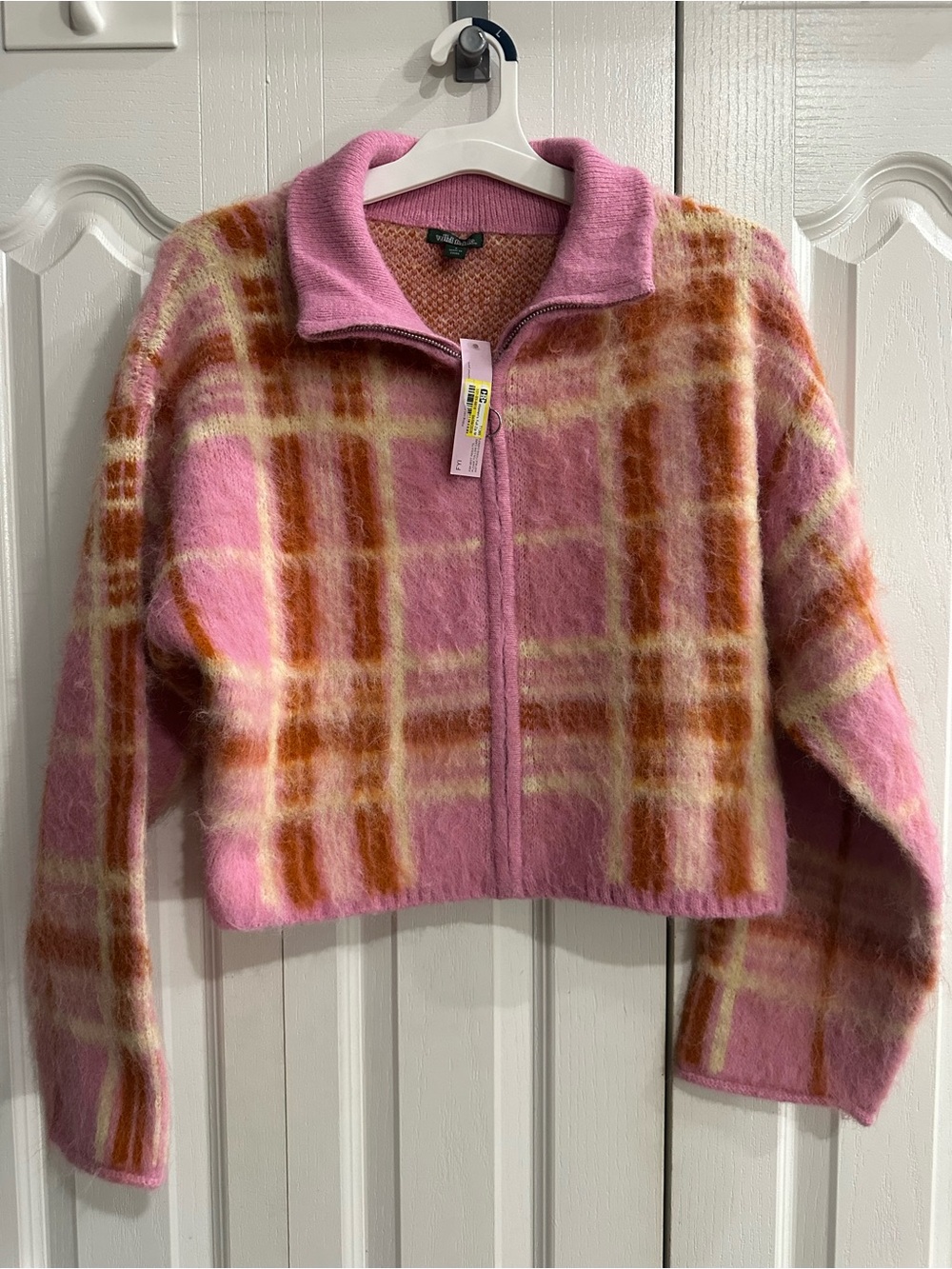 wild fable Pink Plaid Jacket with Brown & Cream Stripes